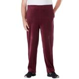 Men's Big & Tall Velour Open Bottom Pants by KingSize in Deep Burgundy (Size L)