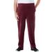 Men's Big & Tall Velour Open Bottom Pants by KingSize in Deep Burgundy (Size L)