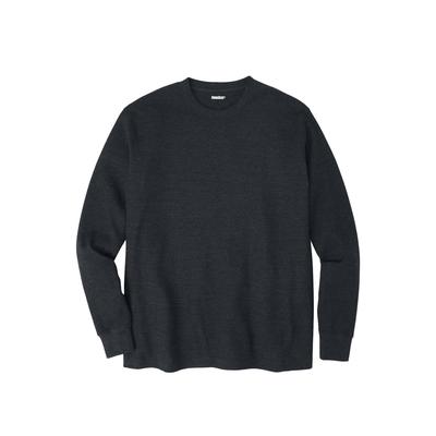 Men’s Big & Tall Waffle-knit Thermal Crewneck Tee by KingSize in Heather Charcoal (Size 2XL) Long Underwear Top