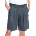 Men's Big & Tall Wrinkle-Free Expandable Waist Pleat Front Shorts by KingSize in Carbon (Size 44)