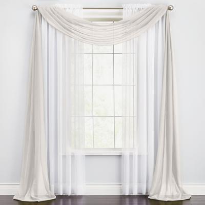 Wide Width BH Studio Sheer Voile Scarf Valance by BH Studio in Eggshell (Size 40" W 144"L) Window Curtain