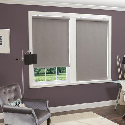 Wide Width Cordless Linen Look Thermal Fabric Roller Shade by Whole Space Industries in Gray (Size 34" W 66" L)