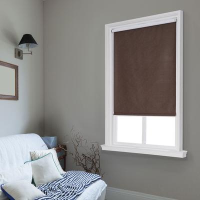 Wide Width Cut-to-Width Spring Vinyl Roller Shade by Whole Space Industries in Chocolate (Size 22" W 64" L)