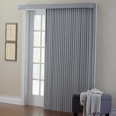 Wide Width Embossed Vertical Privacy Slat Blinds by BrylaneHome in Grey (Size 54