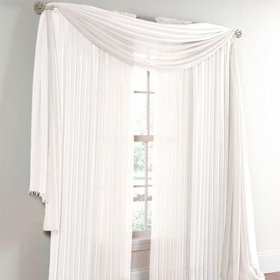Wide Width BH Studio Sheer Voile Scarf Valance by BH Studio in White (Size 40" W 288"L) Window Curtain