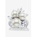 Women's Platinum over Sterling Silver Simulated Pearl and Cubic Zirconia Ring by PalmBeach Jewelry in Platinum (Size 7)