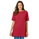 Plus Size Women's Perfect Short-Sleeve Boatneck Tunic by Woman Within in Classic Red (Size 5X)