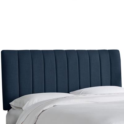 Wesley Channel Seam Headboard by Skyline Furniture in Linen Navy (Size KING)