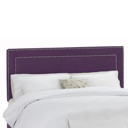 Velvet with Brass Nailhead Trim Full Headboard by Skyline Furniture in Aubergine