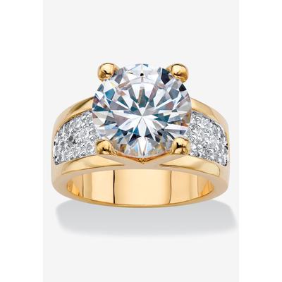 Yellow Gold-Plated Round Engagement Anniversary Ring Cubic Zirconia by PalmBeach Jewelry in Gold (Size 6)