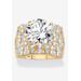 Gold over Sterling Silver Round Ring Cubic Zirconia (9 cttw TDW) by PalmBeach Jewelry in Gold (Size 8)