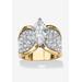 Yellow Gold Plated Cubic Zirconia and Round Crystals Cocktail Ring by PalmBeach Jewelry in Gold (Size 12)