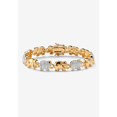 Gold-Plated Round Elephant Charm Bracelet Cubic Zirconia by PalmBeach Jewelry in Gold
