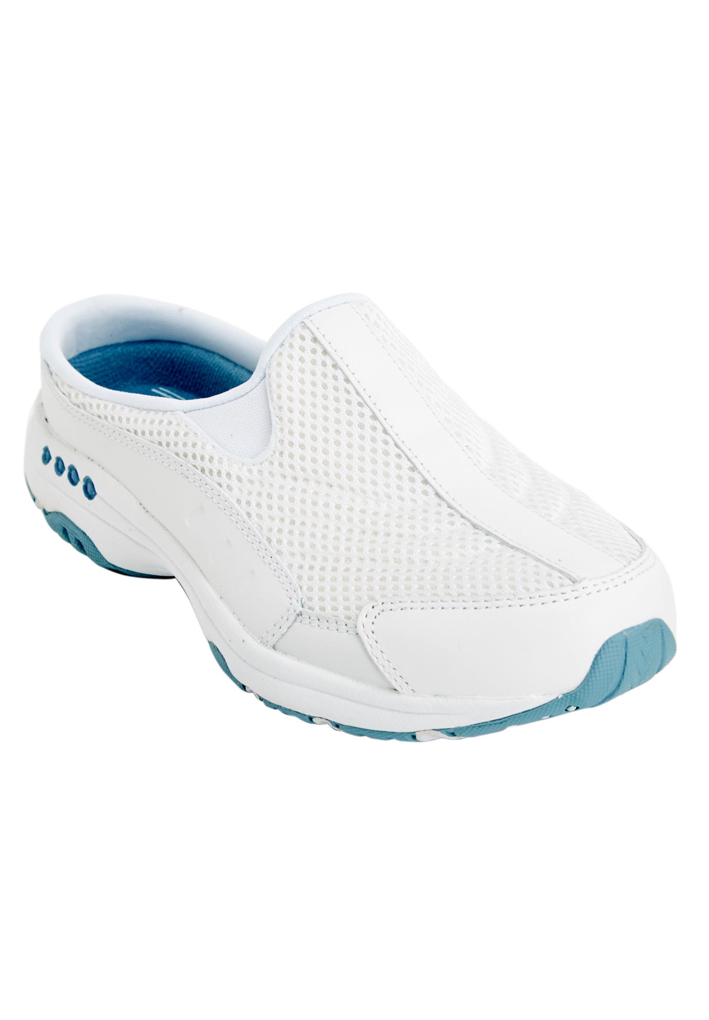 Extra Wide Width Women's The Traveltime Slip On Mule by Easy Spirit in White Light Blue (Size 9 1/2 WW)