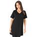 Plus Size Women's Short-Sleeve V-Neck Ultimate Tunic by Roaman's in Black (Size 2X) Long T-Shirt Tee