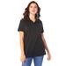 Plus Size Women's Polo Ultimate Tee by Roaman's in Black (Size 5X) 100% Cotton Shirt