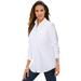 Plus Size Women's Long-Sleeve Kate Big Shirt by Roaman's in White (Size 22 W) Button Down Shirt Blouse