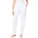 Plus Size Women's Straight-Leg Soft Knit Pant by Roaman's in White (Size M) Pull On Elastic Waist