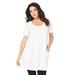 Plus Size Women's Two-Pocket Soft Knit Tunic by Roaman's in White (Size 3X) Long T-Shirt