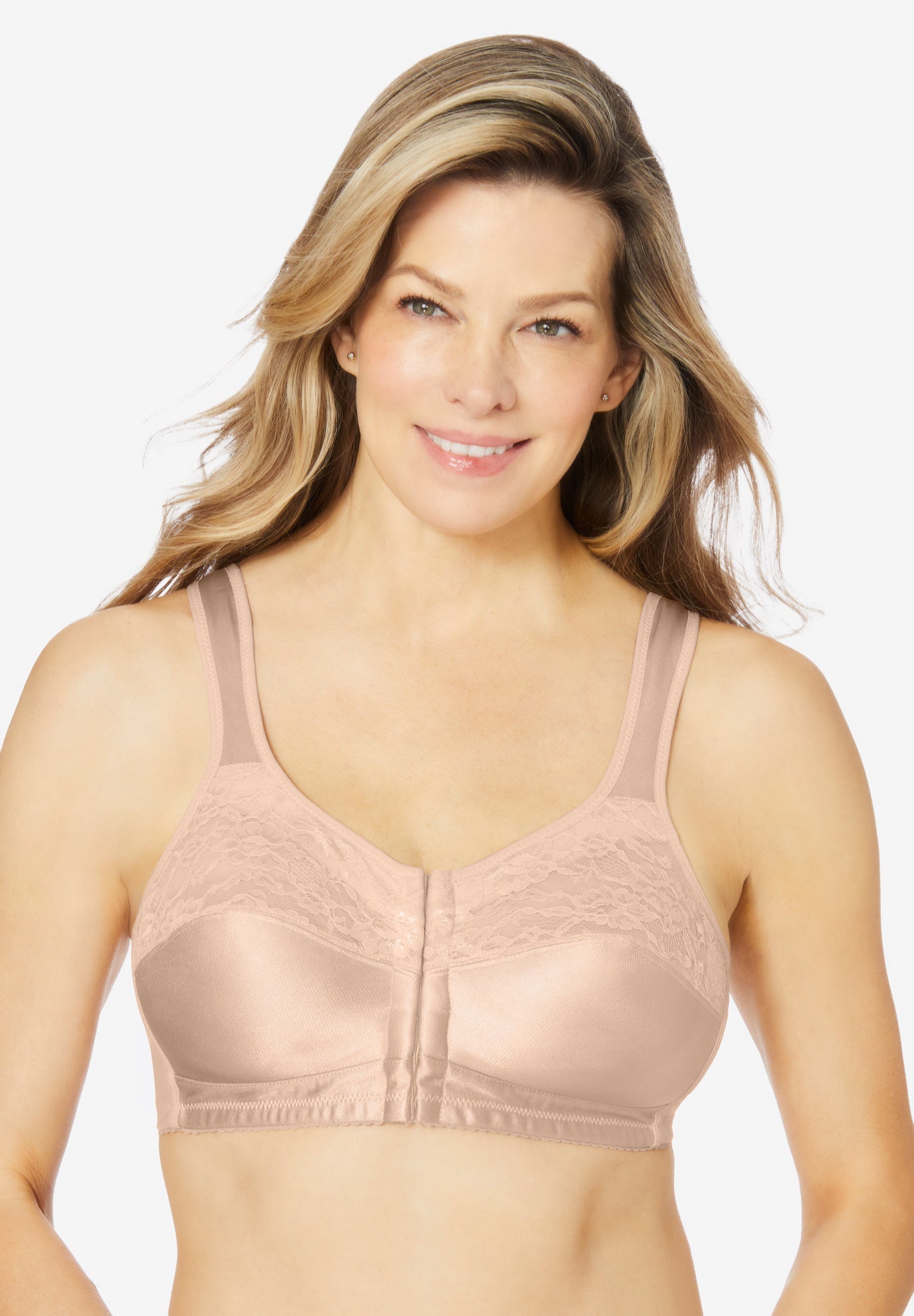 Plus Size Women's Easy Enhancer® Front-Close Wireless Bra by Comfort Choice in Nude (Size 54 B)