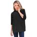 Plus Size Women's Three-Quarter Sleeve Kate Big Shirt by Roaman's in Black (Size 20 W) Button Down Shirt Blouse