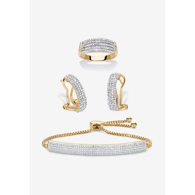 18K Gold-Plated Diamond Accent Demi Hoop Earrings,...