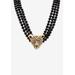 Gold Tone Leopard Beaded Collar Necklace (49mm), Crystal, 20" plus 2" by PalmBeach Jewelry in Gold