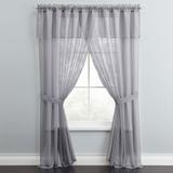 Wide Width BH Studio Sheer Voile 5-Pc. One-Rod Curtain Set by BH Studio in Slate (Size 60" W 63" L) Window Curtain