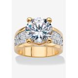 Yellow Gold-Plated Round Engagement Anniversary Ring Cubic Zirconia by PalmBeach Jewelry in Gold (Size 9)