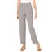 Plus Size Women's Straight-Leg Soft Knit Pant by Roaman's in Medium Heather Grey (Size S) Pull On Elastic Waist