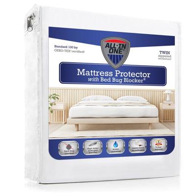 All-In-One Bed Zippered Mattress Cover with Bug Blocker by Levinsohn Textiles in White (Size TWIN)
