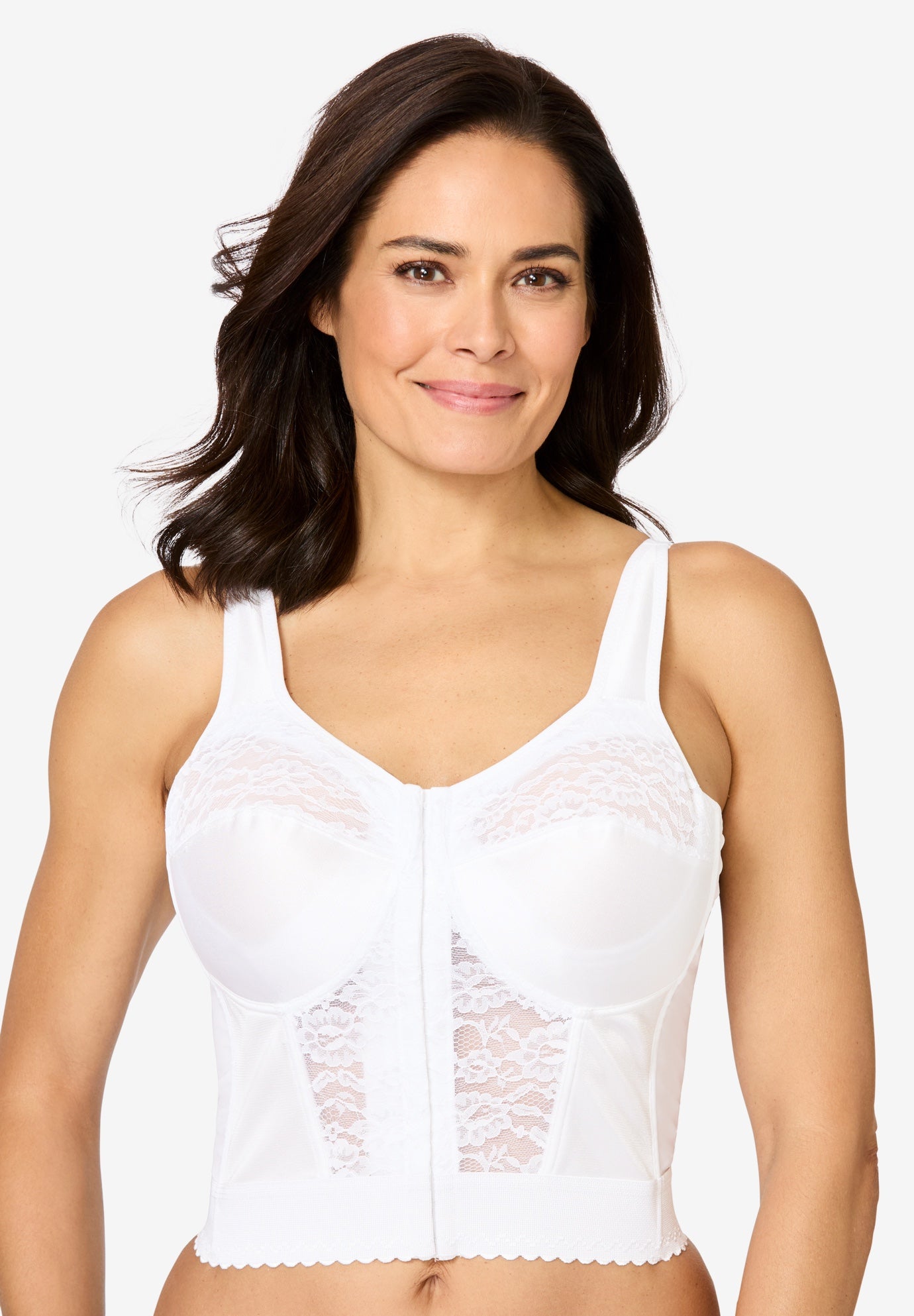 Plus Size Women's Easy Enhancer® Wireless Longline Posture Bra by Comfort Choice in White (Size 54 DDD)