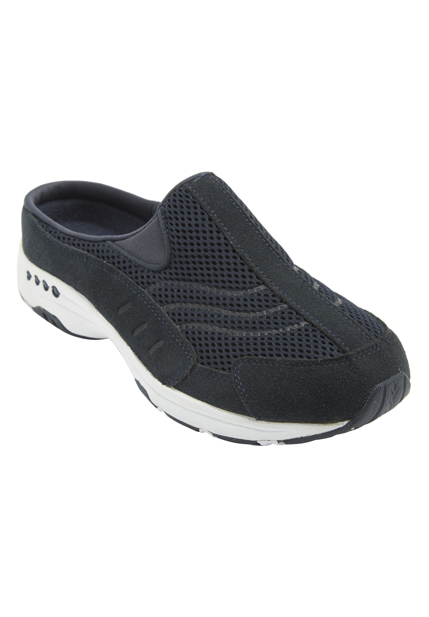 Extra Wide Width Women's The Traveltime Slip On Mule by Easy Spirit in Black Mesh (Size 8 WW)