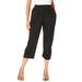 Plus Size Women's Soft Knit Capri Pant by Roaman's in Black (Size M) Pull On Elastic Waist