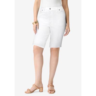 Plus Size Women's Plus Size Classic Stretch Bermuda Short by Denim 24/7 by Roamans in White Denim (Size 22 W)