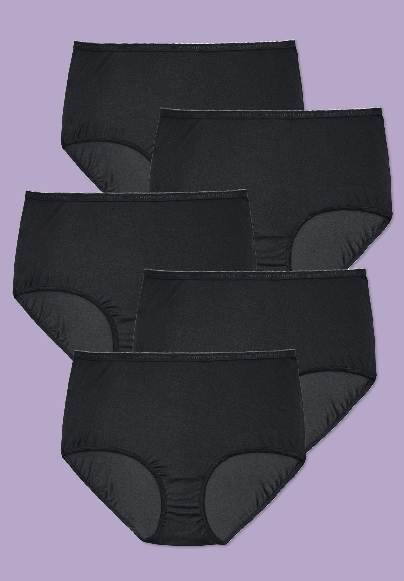 Plus Size Women's Cotton Brief 5-Pack by Comfort Choice in Black Pack (Size 15) Underwear