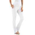 Plus Size Women's Straight-Leg Comfort Stretch Jean by Denim 24/7 in White Denim (Size 32 W) Elastic Waist Denim