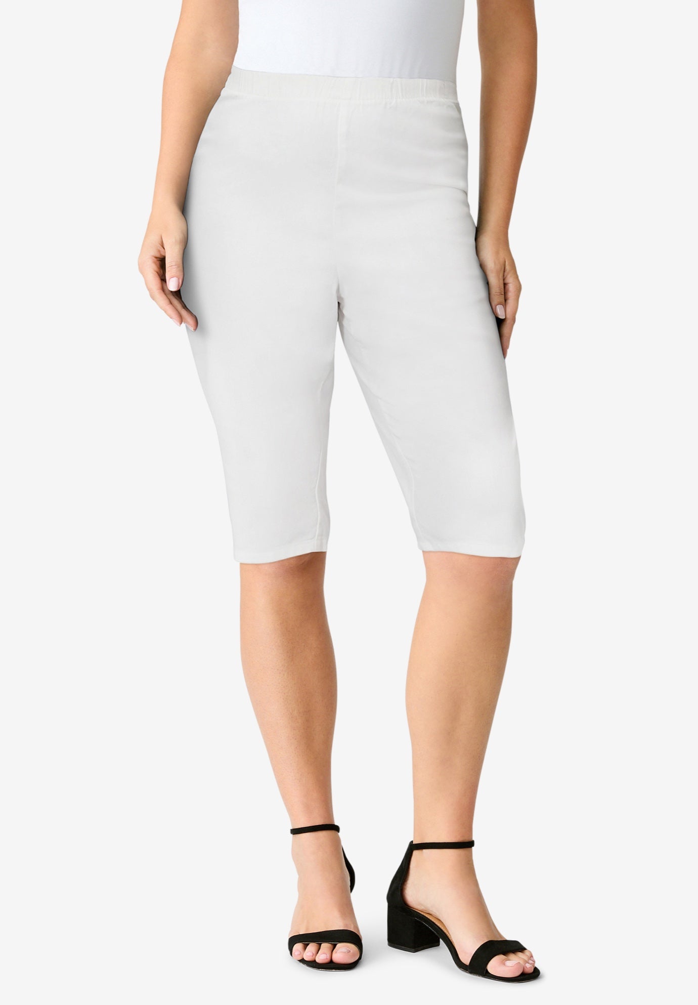 Plus Size Women's Plus Size Comfort Stretch Bermuda Jean Short by Denim 24/7 by Roamans in White Denim (Size 20 W)