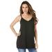 Plus Size Women's V-Neck Cami by Roaman's in Black (Size 28 W) Top