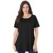 Plus Size Women's Swing Ultimate Tee with Keyhole Back by Roaman's in Black (Size 1X) Short Sleeve T-Shirt