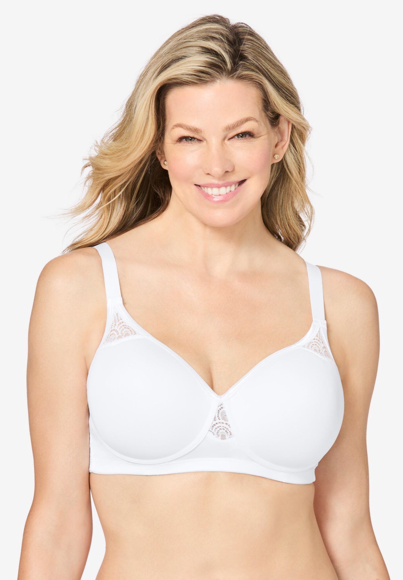Plus Size Women's Stay-Cool Wireless Wicking T-Shirt Bra by Comfort Choice in White (Size 44 G)