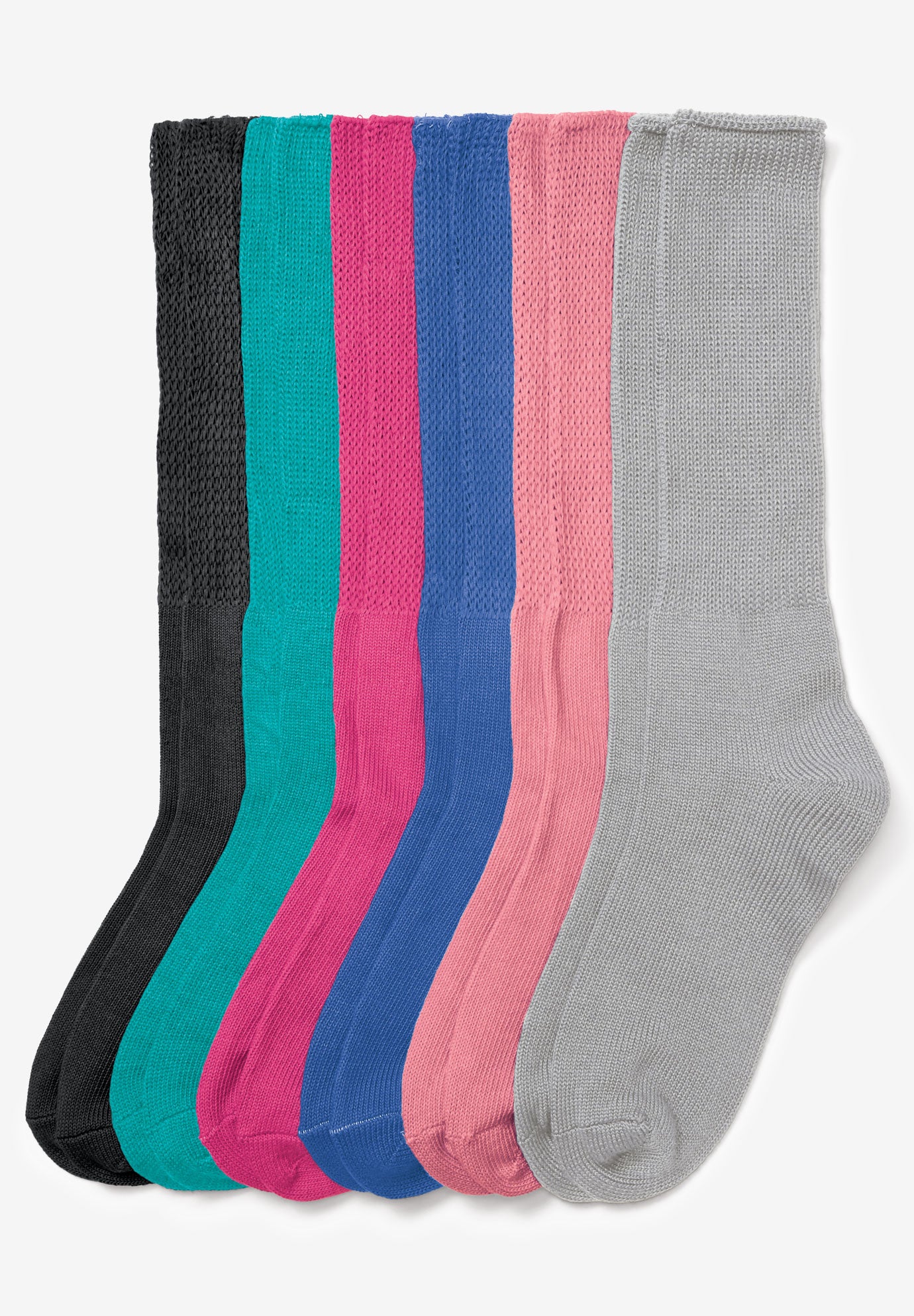 Plus Size Women's 6-Pack Rib Knit Socks by Comfort Choice in Bright Pack (Size 1X) Tights