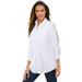 Plus Size Women's Long-Sleeve Kate Big Shirt by Roaman's in White (Size 38 W) Button Down Shirt Blouse