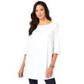 Plus Size Women's Boatneck Ultimate Tunic with Side Slits by Roaman's in White (Size 22/24) Long Shirt