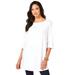 Plus Size Women's Boatneck Ultimate Tunic with Side Slits by Roaman's in White (Size 22/24) Long Shirt