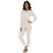 Plus Size Women's Thermal Crewneck Long-Sleeve Top by Comfort Choice in Pearl Grey Stripe (Size L) Long Underwear Top