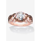 Women's Rose Gold-Plated Silver Ring Cubic Zirconia by PalmBeach Jewelry in Rose (Size 6)