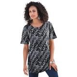 Plus Size Women's Crewneck Ultimate Tee by Roaman's in Black Textured Animal (Size L) Shirt