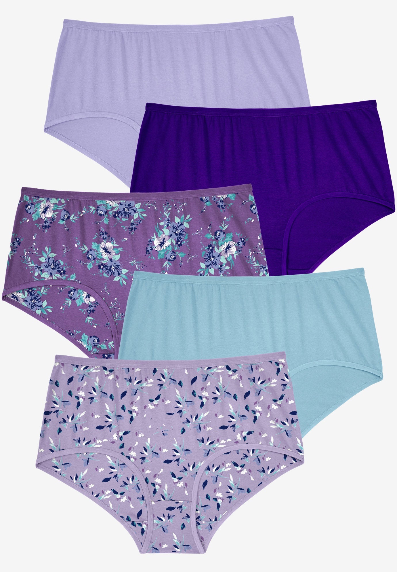 Plus Size Women's Full Coverage Stretch Cotton Brief 5-Pack by Comfort Choice in Tulip Pack (Size 15) Underwear
