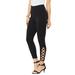 Plus Size Women's Lattice Essential Stretch Capri Legging by Roaman's in Black (Size 26/28) Activewear Workout Yoga Pants